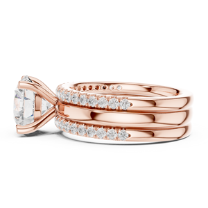 Anillo de Compromiso de Oro Rosa con Diamante Cultivado en Laboratorio, Corte Redondo, Anillo de Boda con Pavé, Joyería Nupcial Elegante para Mujer - Product Image 2