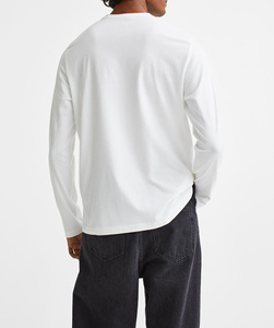 T-shirt homme à manches longues 100% coton, coupe oversize, grammage lourd 350 GSM, gris uni, respirant, épaules tombantes, style streetwear - Product Image 3