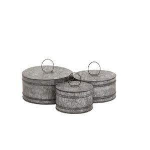 Recipiente Metálico para Almacenamiento de Alimentos Estilo Americano con Tapa de Madera, Ideal para Utensilios de Cocina - Product Image 1