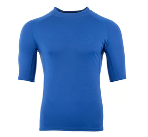 High Quality Custom Logo Men Half Sleeve Rash Guard UPF50+ Blue Swim Surf Top Quick Dry Breathable Elastic <b>Compression</b> <b>Shirt</b> - Product Image 3