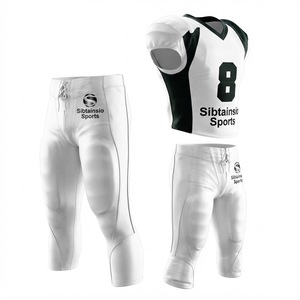 White Black Heat-Transfer Printed Football Jersey <b>Padded</b> <b>Pants</b> Set Two Color Sportswear Team Kit Personalized Unisex Adult 100% - Product Image 1