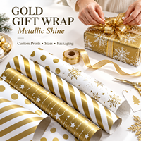 Grand papier d'emballage doré épais pour emballage cadeau de Noël et du nouvel an Boîte cadeau recyclable en feuille métallique de taille jumbo pour cadeau de vacances