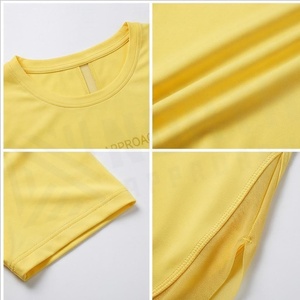 T-shirt de yoga pour femme North Approach, jaune, col rond, manches courtes, respirant, en polyester, avec logo frontal et design superposé transparent - Product Image 4