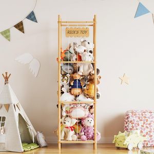 Organizzatore in Legno di Grande Capacità per Animali di Peluche dei Bambini, Gabbia Portaoggetti per Giocattoli da Sala Giochi - Product Image 2