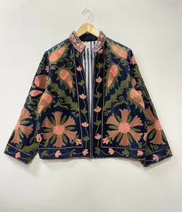 Chaqueta de Invierno de Lujo para Mujer, Estilo Boho Hippie, Bordada con Suzani, de Algodón y Terciopelo, Ropa de Abrigo Unisex para Vacaciones, al por Mayor - Product Image 1