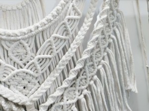 Basantpriya Bohemian Cotton Macrame Wall <b>Hanging</b> Abstract Geometric Pattern <b>White</b> Triangle Home Decor Living Room Washable - Product Image 4