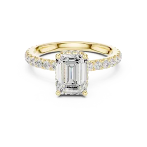 Anillo de diamante de corte esmeralda de 1.5 quilates cultivado en laboratorio, oro sólido de 18 quilates, halo oculto, unisex, regalo para fiesta nupcial - Product Image 1