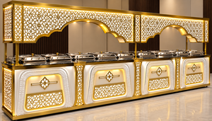 Comptoir de buffet King International Classic Modern Noir-Lattice Black Gold Illuminated en acier inoxydable |   Mariage dans un hôtel de luxe - Product Image 3