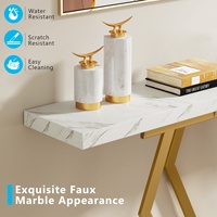 Table console de table en faux marbre Tribesigns, longue table d'entrée moderne avec table de canapé à cadre doré