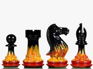 Pions d'échecs Staunton Tournament 4,0 pouces, finition Flame Frost, avec reines supplémentaires au meilleur prix - Product Image 2