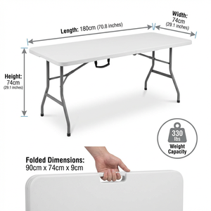 Mesa Plegable de Plástico Blanca de 6 Pies para Banquetes, Uso Comercial, Resistente, para Fiestas al Aire Libre, Bodas, <span class=keywords><strong>Alquiler</strong></span>, Eventos, Muebles de Fábrica, Venta al Por Mayor - Product Image 3