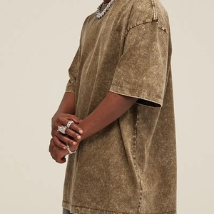 Camiseta de Manga Corta para Hombre, Talla Grande, Estilo Vintage, de Algodón Lavado, Cuello Redondo, Color Sólido, Informal, Tejido de Punto Jersey, Personalizable en la Parte Delantera - Product Image 6