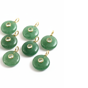 Green Strawberry Quartz Round Gemstone Pendant 925 Sterling <b>Silver</b> Gold Plated Inlay Pendant Fashion Charm Jewelry Loose Stone - Product Image 1