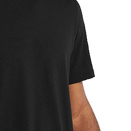 T-shirt décontracté noir à manches courtes et col rond pour homme, grande taille, couleur unie, 100 % coton jersey tricoté, design uni teint - Product Image 3