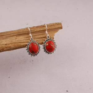 Shree Jaipur <b>Silver</b> 925 Sterling <b>Silver</b> Red Copper Lapis Lazuli Vintage Unisex/Women's Water Drop <b>Dangle</b> <b>Earrings</b> Wholesale - Product Image 6