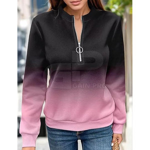 Lightweight <b>Women</b> <b>Quarter</b> <b>Zip</b> <b>Sweatshirt</b> With Modern Half <b>Zip</b> Style Long Sleeve Design For Travel And Everyday Comfort - Product Image 2
