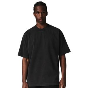 Camiseta Lisa Negra Lavada de Algodón de Manga Corta Oversize para Hombre, Cuello Redondo, Venta al por Mayor OEM - Product Image 5