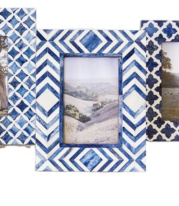 Luxury Handmade Blue White Resin Inlay Picture <b>Frame</b> Decorative Bone Style for Home Office for Tabletop Decorative Photo Display - Product Image 1