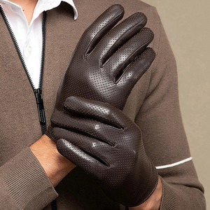 Men's <b>Thin</b> Genuine Leather Fit <b>Gloves</b> Male Breathable Soft Fashion Classic Goatskin Autumn Unlined touch screen Driving <b>Gloves</b> - Product Image 6