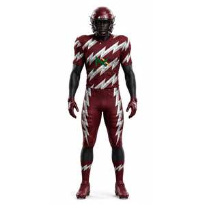 Uniforme de Fútbol Americano NEXTEX para Hombre, Manga Corta, Diseño de Rayo, Color Granate, Sublimado - Product Image 1