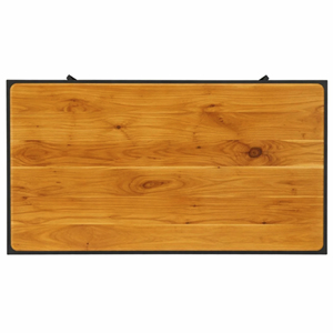 Mesa de Centro Moderna Industrial con Estructura de Metal Negro Elegante y Patas Cruzadas Anguladas Estables, Acabado Miel, Tapa de Madera Sólida para Sala de Estar - Product Image 3