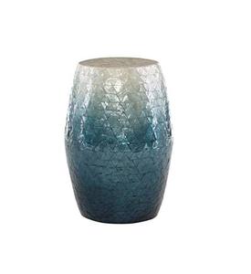 Triangle Mosaic Pattern Inlaid Accent <b>Stools</b> Mother of Pearl Natural Blue Shell Mosaic Nightstand For Home Interior Styling - Product Image 1