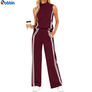 Conjunto de 2 Piezas para Mujer de Alta Calidad, con Logotipo Personalizado, Estilo Deportivo, Top Corto y Pantalones Anchos, Transpirable, Ideal para Viajes - Product Image 1