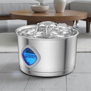 Fontaine à eau pour chien d'intérieur avec système de filtration pour chien de tous âges, design arrondi, facile à nettoyer - Product Image 1