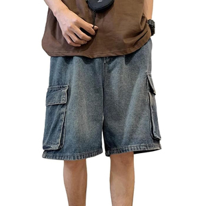 Pantalones Cortos de Mezclilla con Lavado Ácido OEM para Hombre y Mujer, Corte Holgado, Estilo Urbano Vintage, Logotipo Personalizado, Venta al Por Mayor - Product Image 1
