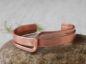 Handcrafted <b>Infinity</b> Copper Cuff <b>Bracelet</b> Open Adjustable Bangle Modern Artisan Jewelry Symbolic Gift For Women Daily Wear - Product Image 3