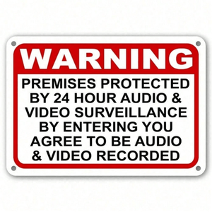 CIFbuy 24-Hour Video Audio Surveillance <b>Security</b> Warning Sign Metal Accessory for <b>Security</b> Systems TikTok for Temu Pick up - Product Image 2