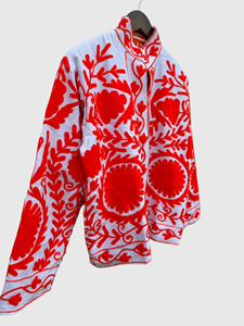 Veste à col mandarin brodée à la main avec des motifs floraux, manches longues, en coton, taille plus, vêtements de printemps pour femmes, style Prairie Chic - Product Image 3