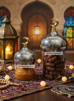 Meilleures ventes 2026 : Pot de rangement en verre fait main attrayant pour la décoration de table du Ramadan, nouveau style avec couvercle en forme de minaret et pichet pour l'Aïd