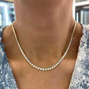 Real Solid Gold Diamond Tennis <b>Necklace</b> Round Brilliant Cut Lab Diamond Unisex Classic Everyday Wear Jewelry OEM ODM Wholesale - Product Image 4