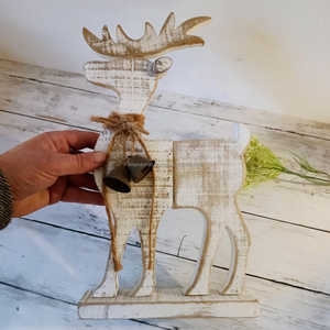 2025 superventas XL Reno de madera con detalle de campana con Árbol de Metal decoraciones para árboles de Navidad Shabby regalo de boda Navidad - Product Image 4