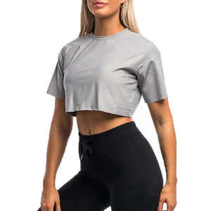 T-shirt court pour femme au design optimal, coupe ajustée, uni, décontracté, pour le fitness, en tissu imprimé, vente en gros, t-shirts courts pour femme - Product Image 1