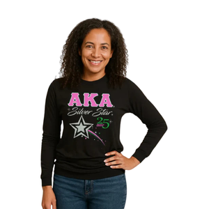 T-shirt à manches longues pour femme, noir avec étoile argentée, en coton premium, imprimé graphique, décontracté, mode, vêtement de tous les jours - Product Image 3