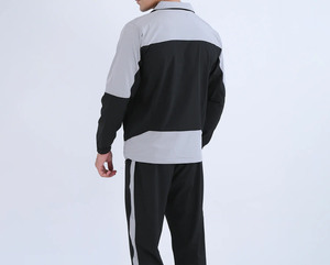 Veste de survêtement zippée à capuche pour homme, coupe ample, respirante, écologique, séchage rapide, en polyester, noir/gris, design uni - Product Image 5