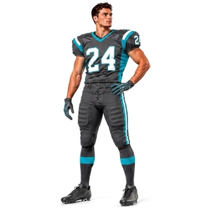 Maillot de football américain pour homme, vert sarcelle, col en V, manches courtes, rembourré, personnalisable avec nom, anti-humidité, toutes saisons, 100% respirant - Product Image 1