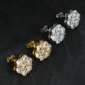 Elegantes Pendientes Redondos de Diamantes con Forma de Flor, Cultivados en Laboratorio, Certificados por IGI, Color D E F, Claridad VVS VS, Oro, Oro Rosa, Oro Blanco, Plata - Product Image 6