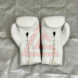 Fabrication en usine de gants de boxe blancs sur mesure, 100% cuir véritable, gants de boxe professionnels pour la pratique du fly boxing. - Product Image 4