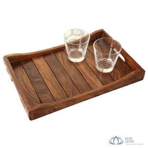 Bandeja de Servir Rectangular de Madera Ecológica Moderna, Organizador Creativo para Mesa de Centro, Portaobjetos para Hotel, Loto Azul, MÁS VENDIDO - Product Image 1