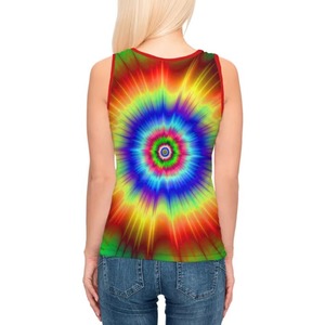 Women Rainbow Starburst Tie Dye Tank <b>Top</b> All Over Print <b>Neon</b> Psychedelic Sublimation Sleeveless Vest - Product Image 3