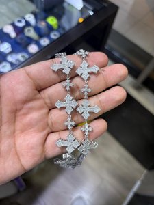 Collier de Luxe pour Femme, Argent 925 Plaqué Rhodium, Diamants Moissanite, Chaîne à Maillons Floraux, Bijou de Soirée - Product Image 2