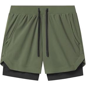 RTS Product Gym Shorts Double <b>Layer</b> Training Men Sportswear Swim Polyester Mesh Gym Shorts Two <b>Layer</b> Short For Men Breathable - Product Image 1