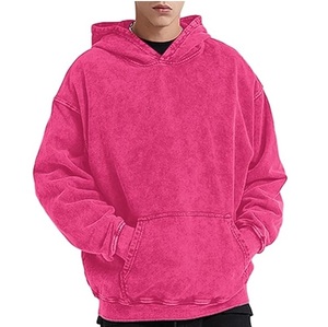 <b>Men</b> Oversized Acid Wash Pullover <b>Hoodie</b> French Terry Vintage <b>Pink</b> Hooded Sweatshirt Heavy Stone Washed Hooded Custom OEM ODM - Product Image 1