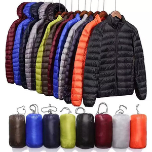 Chaqueta Acolchada Ligera para Hombre, Color Sólido, Cuello Alto, Cierre de Cremallera, Cortavientos, Abrigo Informal de Invierno, Relleno Fino de Poliéster - Product Image 1