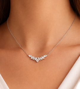 Fine Marquise & Round Lab Grown Diamond <b>Necklace</b> 14K 18K <b>Solid</b> Gold Minimalist Wedding <b>Necklace</b> IGI Certified Fashion Jewelry - Product Image 6