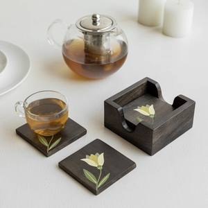 Antique Customizable Set of 4 Eco-Friendly for Mango Wood <b>Coasters</b> Durable Decorative Wooden <b>Coasters</b> for Office Use Handpainted - Product Image 6