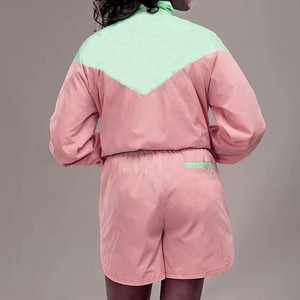 2026 High Quality Women Windbreaker Short Set Windproof Pants Zip-up Crop <b>Jacket</b> Streetwear Custom OEM Windbreaker Tracksuit Set - Product Image 5